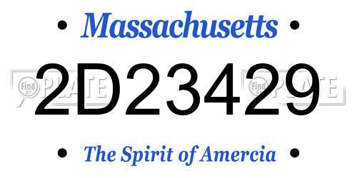 2D23429 Massachusetts License Plate