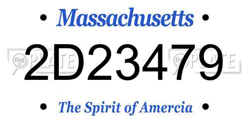 2D23479 Massachusetts License Plate