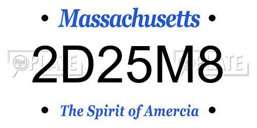 2D25M8 Massachusetts License Plate