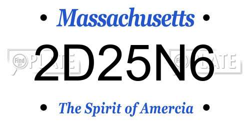 2D25N6 Massachusetts License Plate