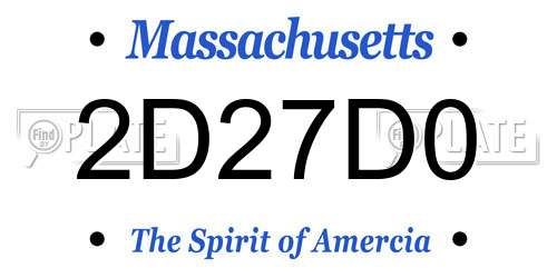 2D27D0 Massachusetts License Plate