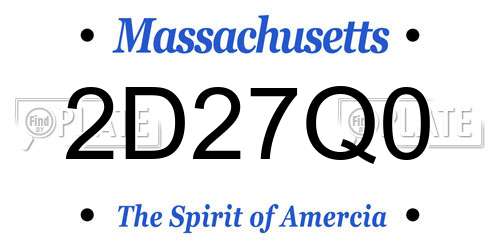 2D27Q0 Massachusetts License Plate
