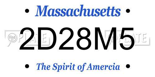 2D28M5 Massachusetts License Plate