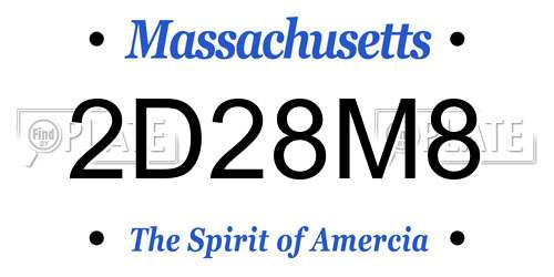 2D28M8 Massachusetts License Plate