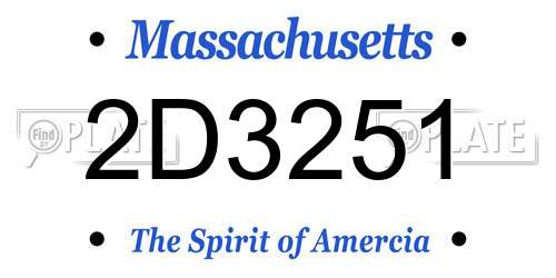 2D3251 Massachusetts License Plate
