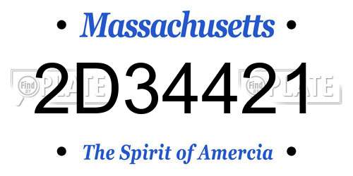 2D34421 Massachusetts License Plate