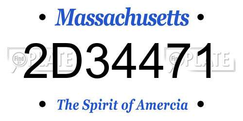 2D34471 Massachusetts License Plate