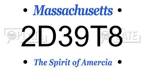2D39T8 Massachusetts License Plate