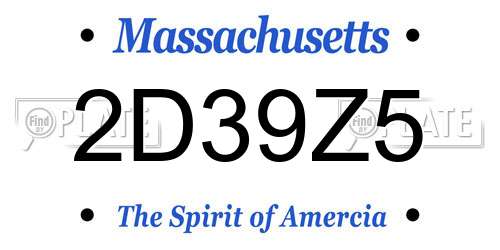 2D39Z5 Massachusetts License Plate