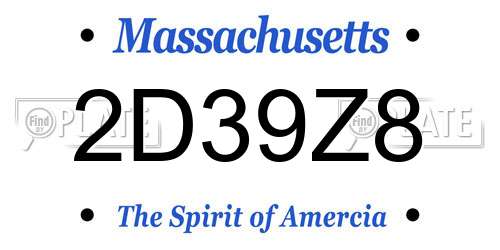 2D39Z8 Massachusetts License Plate