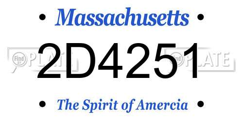 2D4251 Massachusetts License Plate