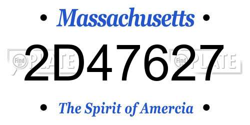 2D47627 Massachusetts License Plate
