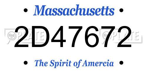2D47672 Massachusetts License Plate