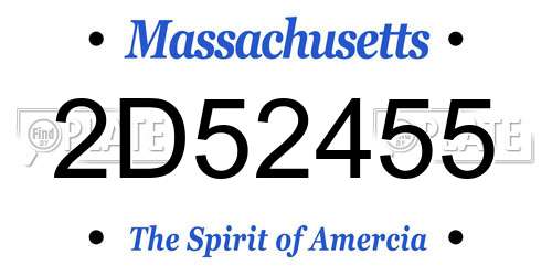 2D52455 Massachusetts License Plate