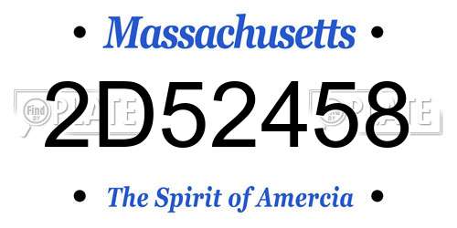 2D52458 Massachusetts License Plate
