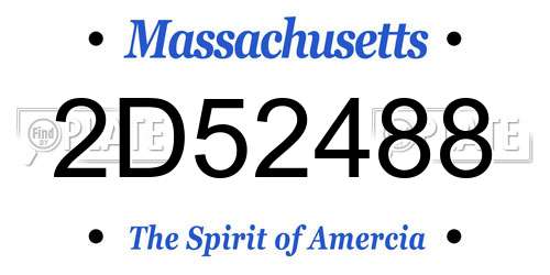 2D52488 Massachusetts License Plate