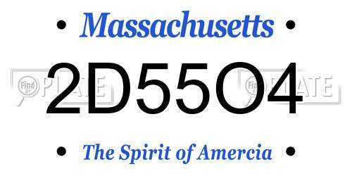 2D55O4 Massachusetts License Plate