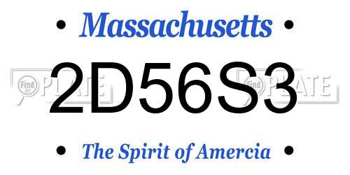 2D56S3 Massachusetts License Plate