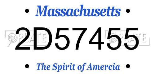 2D57455 Massachusetts License Plate