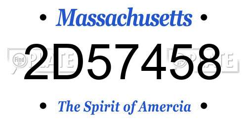 2D57458 Massachusetts License Plate