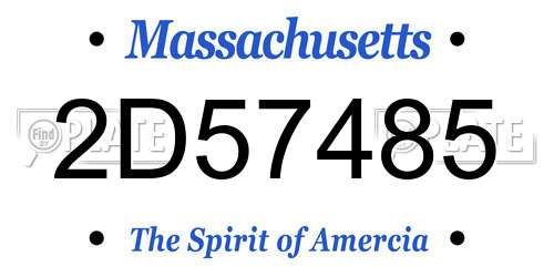 2D57485 Massachusetts License Plate