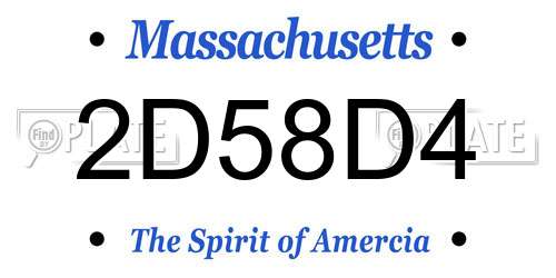 2D58D4 Massachusetts License Plate