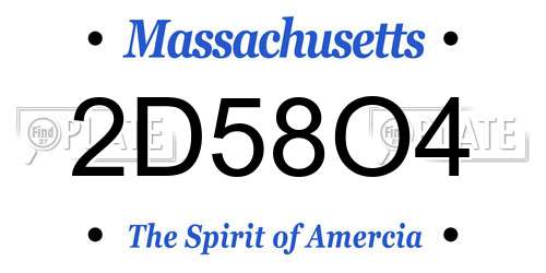 2D58O4 Massachusetts License Plate