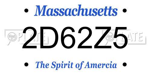 2D62Z5 Massachusetts License Plate