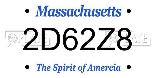 2D62Z8 Massachusetts License Plate