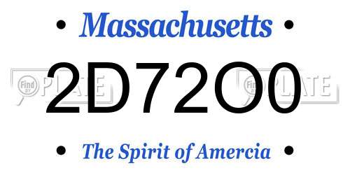 2D72O0 Massachusetts License Plate