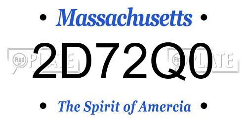 2D72Q0 Massachusetts License Plate