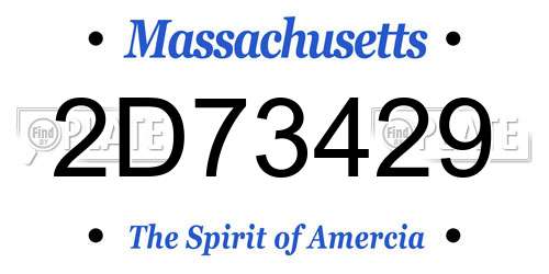 2D73429 Massachusetts License Plate