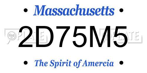 2D75M5 Massachusetts License Plate