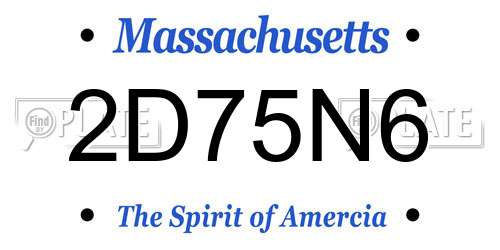 2D75N6 Massachusetts License Plate