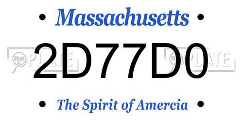 2D77D0 Massachusetts License Plate