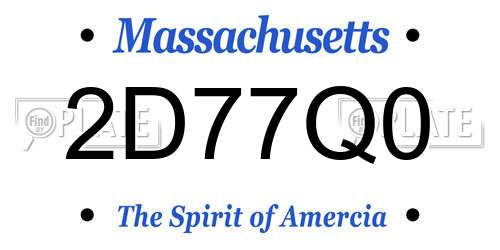 2D77Q0 Massachusetts License Plate