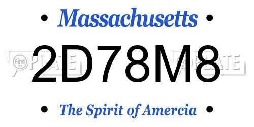 2D78M8 Massachusetts License Plate