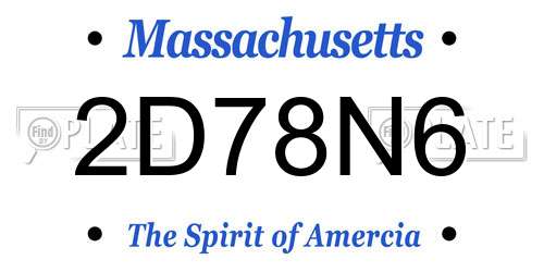 2D78N6 Massachusetts License Plate