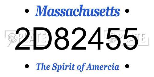 2D82455 Massachusetts License Plate