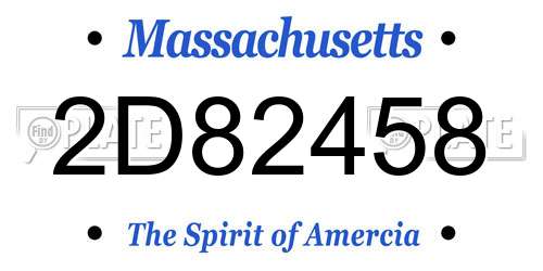 2D82458 Massachusetts License Plate