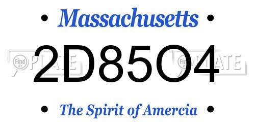 2D85O4 Massachusetts License Plate