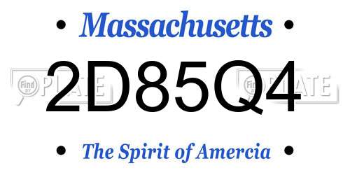 2D85Q4 Massachusetts License Plate