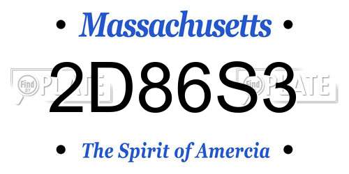 2D86S3 Massachusetts License Plate