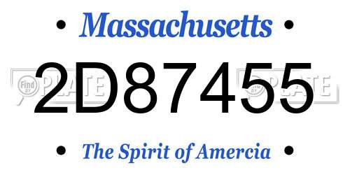 2D87455 Massachusetts License Plate