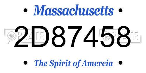 2D87458 Massachusetts License Plate
