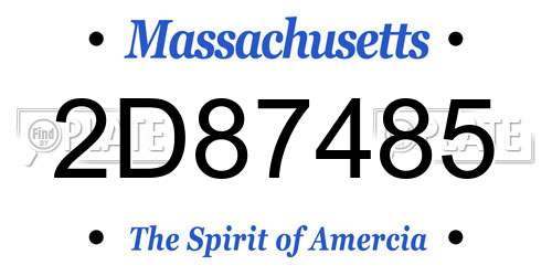 2D87485 Massachusetts License Plate