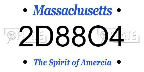 2D88O4 Massachusetts License Plate