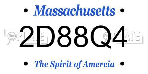 2D88Q4 Massachusetts License Plate
