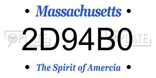 2D94B0 Massachusetts License Plate