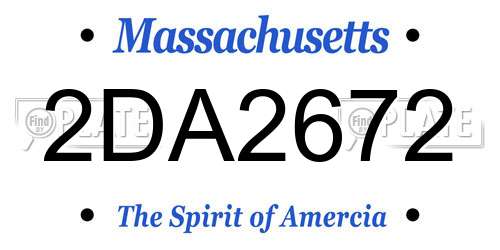 2DA2672 Massachusetts License Plate